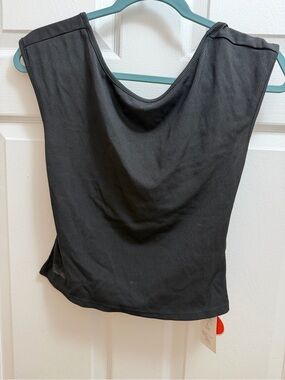Cider Black Ribbed Scoop-Neck Tank